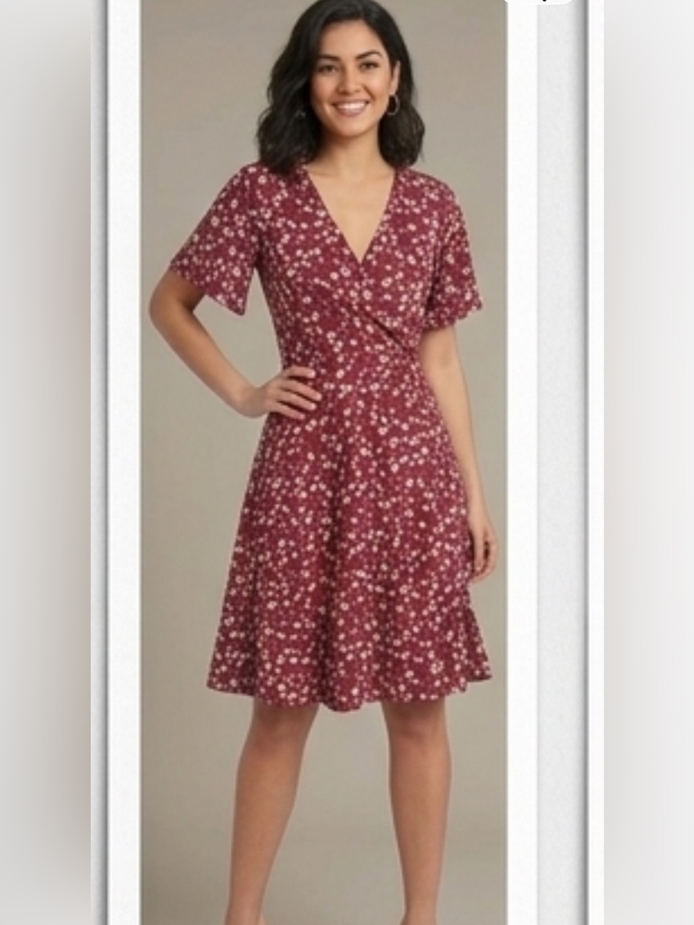 Floral Wrap Dress in Red size S